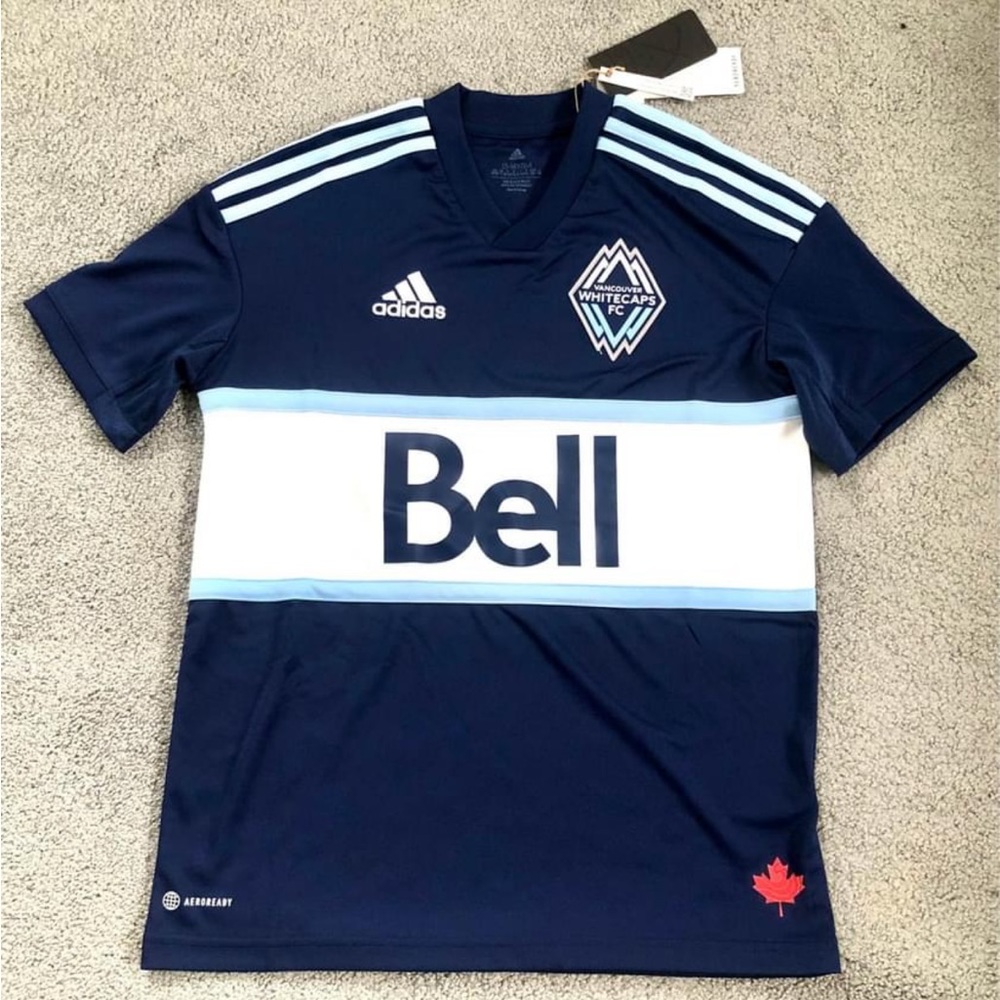 New NWT Adidas Vancouver Whitecaps MLS soccer replica blue jersey Youth 13 14 L